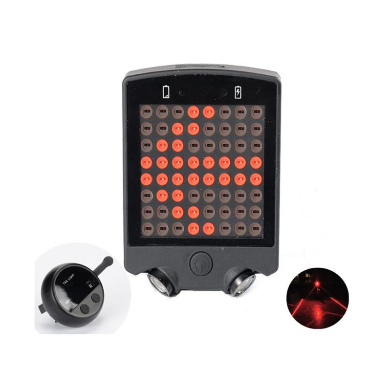 Wireless Remote 64 LED Laser Bicycle Rear Tail Light USB Rechargeable Bike Cycling Safety Warning Turn Signals Light 8