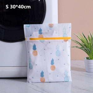 Pineapple Printing Zippered Mesh Laundry Bag Polyester Washing Net Bag For Underwear Sock Washing Machine Pouch Clothes Bra Bags