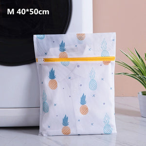 Pineapple Printing Zippered Mesh Laundry Bag Polyester Washing Net Bag For Underwear Sock Washing Machine Pouch Clothes Bra Bags