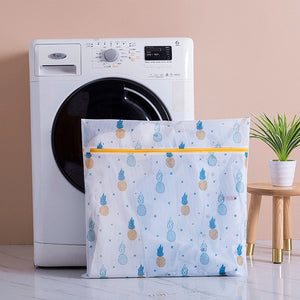 Pineapple Printing Zippered Mesh Laundry Bag Polyester Washing Net Bag For Underwear Sock Washing Machine Pouch Clothes Bra Bags