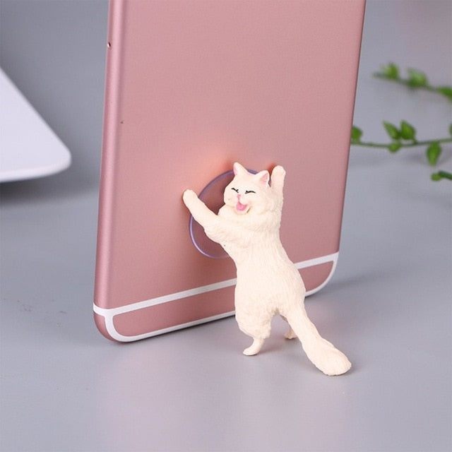 Cute Cat Phone Holder Support Resin Mobile Phone Holder Stand Sucker Tablets Desk Sucker Design Smartphone Holder High Quality