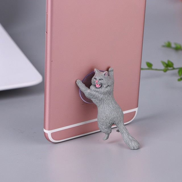 Cute Cat Phone Holder Support Resin Mobile Phone Holder Stand Sucker Tablets Desk Sucker Design Smartphone Holder High Quality