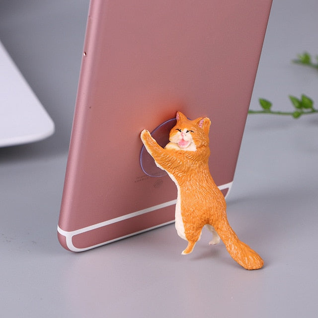 Cute Cat Phone Holder Support Resin Mobile Phone Holder Stand Sucker Tablets Desk Sucker Design Smartphone Holder High Quality