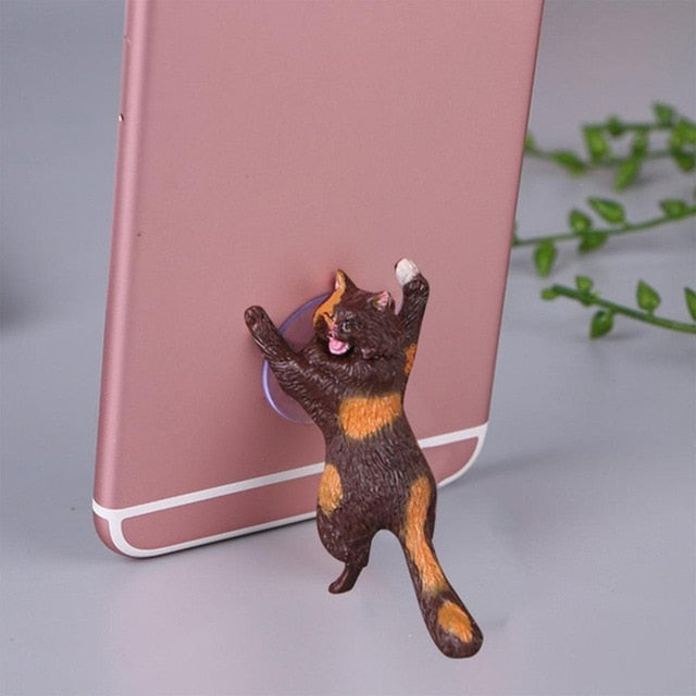 Cute Cat Phone Holder Support Resin Mobile Phone Holder Stand Sucker Tablets Desk Sucker Design Smartphone Holder High Quality