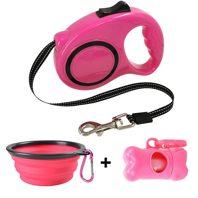 Retractable Dog Leash Dog Waste Bag Dispenser and Bags + Dog Bowl Heavy Duty Walking Leash For Dogs Pet Puppy Leash 3m/5m