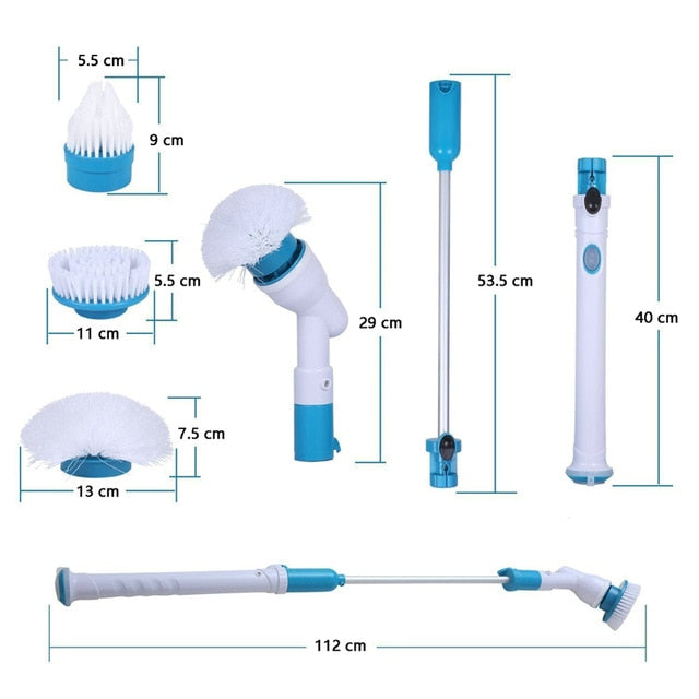 Electric Cleaning Brush Adjustable Extension Scrubber Brush Turbo Rotating Scrub Cordless Charging Bathroom Cleaning Tools Set