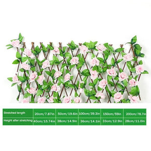 40CM Wooden Privacy Fence With Artificial Flower Leaves Garden Decoration Screening Expanding Trellis Privacy Screen Fence