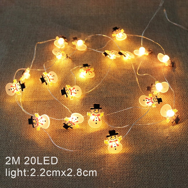 2M Snowflake Santa Claus LED Garland String Lights Merry Christmas Decoration for Home Xmas Tree Ornament Navidad Natal New Year